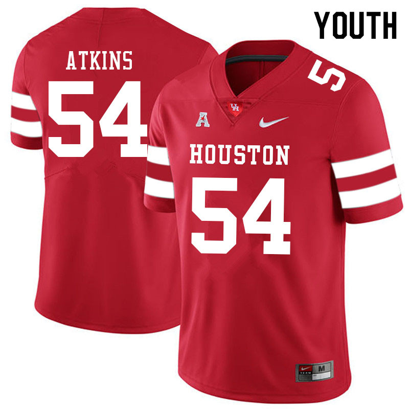 Youth #54 Joshua Atkins Houston Cougars College Football Jerseys Sale-Red - Click Image to Close
